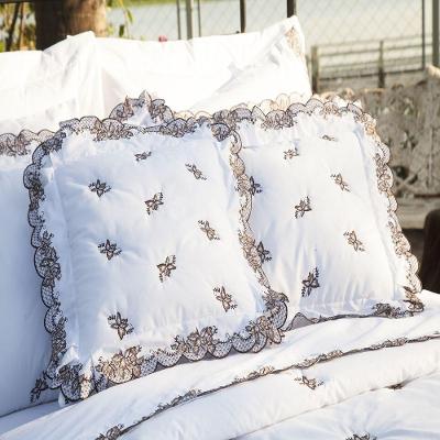 Almofada Decorativa Bordada 200 Fios Mondrean Branco Vilela Enxovais 2 Peças