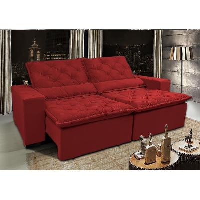 Sofá Lisboa 3,12m Retrátil, Reclinável, Molas No Assento Tecido Suede Velusoft Vermelho - Cama Inbox