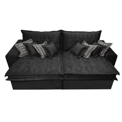 Sofá Retrátil E Reclinável 2,32m Com Molas Ensacadas Cama Inbox Supreme Tecido Suede Velusoft Preto