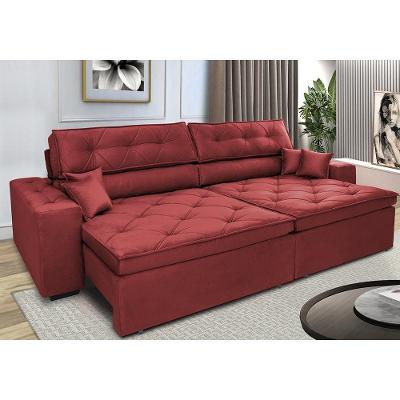 Sofá Retrátil E Reclinável 2,32m Com Molas Cama Inbox Estilo Suede Velusoft Vermelho