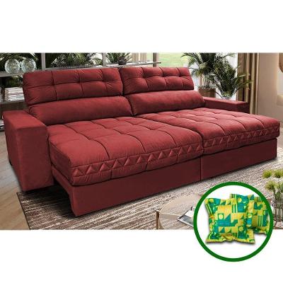 Sofá Retrátil E Reclinável 2,12m Molas Enadas Cama Inbox Brasil Velft Vermelho