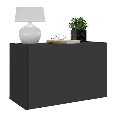 Mesa De Cabeceira 2 Portas Multimóveis Mp4130 Preta Preto