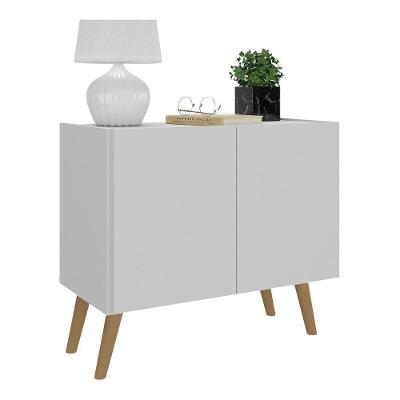 Mesa De Cabeceira Retrô 2 Portas Multimóveis Mp4133 Branca/natural Branco/natural
