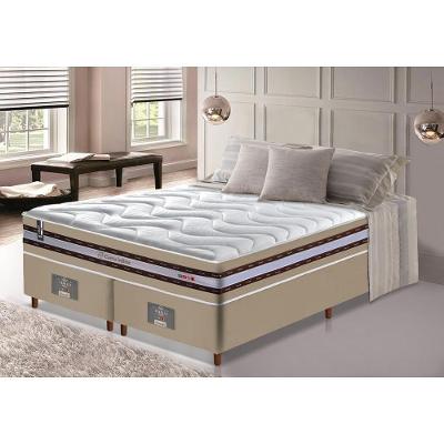 Conjunto Cama Box King De Molas Ensacadas D33 Cama Inbox Select Firme 193x203x71 Bege