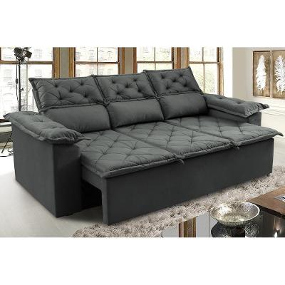 Sofá 3 Lugares Retrátil E Reclinável Cama Inbox Compact 2,00m Velusoft Cinza