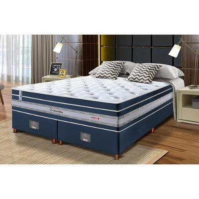 Conjunto Cama Box King De Molas Ensacadas Cama Inbox Select Euro Soft 193x203x71 Azul
