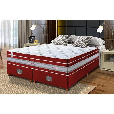 Conjunto Cama Box King De Molas Ensacadas Cama Inbox Select Euro Soft 193x203x71 Vermelho