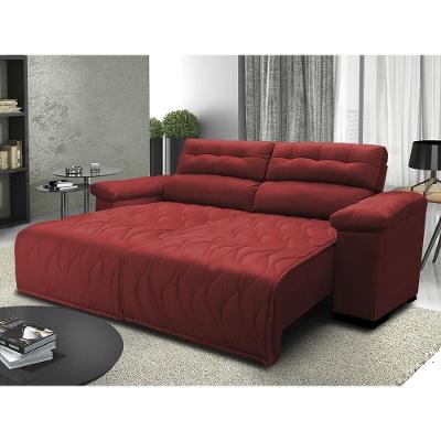Sofá 2,72m Retrátil E Reclinável Com Molas Cama Inbox Top Tecido Suede Velusoft Vermelho