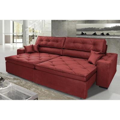 Sofá Austin 2,22m Retrátil, Reclinável Com Molas No Assento E Almofadas, Suede Vermelho Cama Inbox
