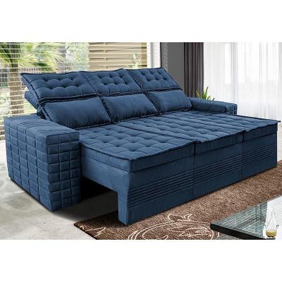 Sofá 3 Lugares Retrátil E Reclinável Cama Inbox Senses 2,00m Velusoft Azul