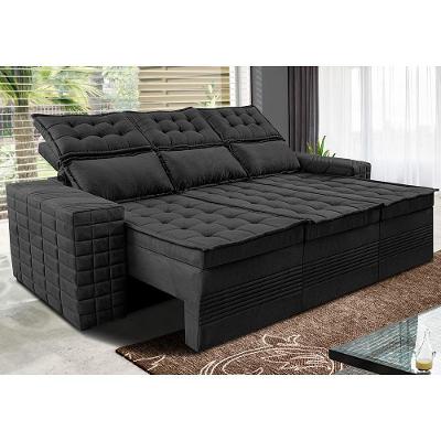 Sofá 3 Lugares Retrátil E Reclinável Cama Inbox Senses 2,00m Velusoft Preto