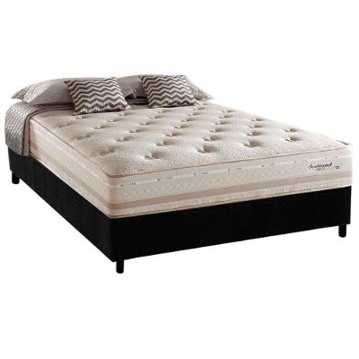 Cama Box Casal: Colchão Molas Herval Maxspring Scotland + Base CRC Suede Black(138x188)