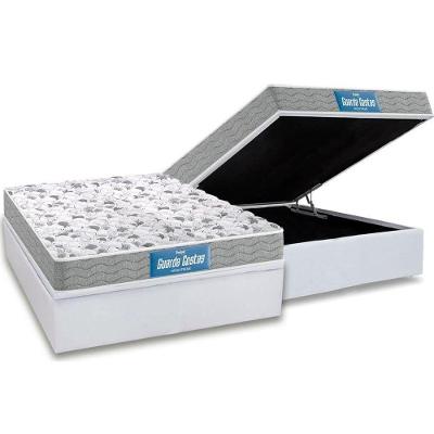 Cama Box Baú Casal: Colchão Ortopédico Probel D45 / EP Guarda Costas PróExtreme Plus Double Face + Base CRC Courano White(138x188)