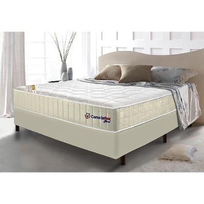 Conjunto Cama Box Casal Com Molas Ensacadas Cama Inbox Cloud Bege 138x188x67