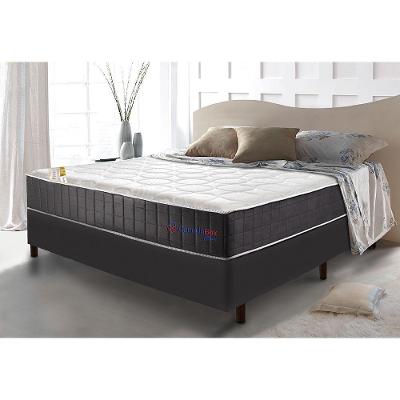 Conjunto Cama Box Casal Com Molas Ensacadas Cama Inbox Cloud Cinza 138x188x67