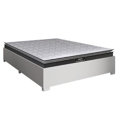 Cama Box Casal Desmontável Com Colchão Molas Ensacadas Pillow Top Maximus 138x188x63cm Cinza / Branco