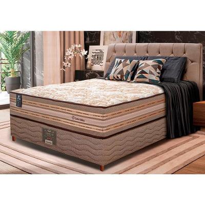 Cama Box Casal Colchão Pillow In + Box 138x188x72 Molas Ensacadas Cama Inbox Duo Linem Bege