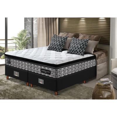 Cama Box Queen Colchão Pillow Top + Box 158x198x70 Molas Ensacadas Cama Inbox Abstrato