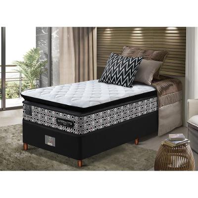 Cama Box Solteiro Colchão Pillow Top + Box 88x188x70 Molas Ensacadas Cama Inbox Abstrato