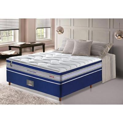 Conjunto Cama Box Casal De Molas Ensacadas D33 Cama Inbox Select Firme 138x188x71 Azul