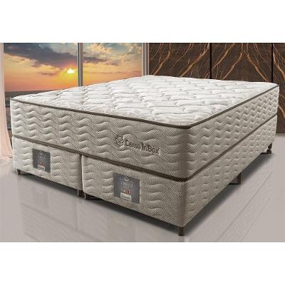 Cama Box Queen Colchão Euro + Box 158x198x71 Molas Ensacadas Cama Inbox Ocean Bege