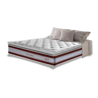 Colchão King De Molas Ensacadas D33 Com Pillow Top Cama Inbox Select 193x203x32 Vinho