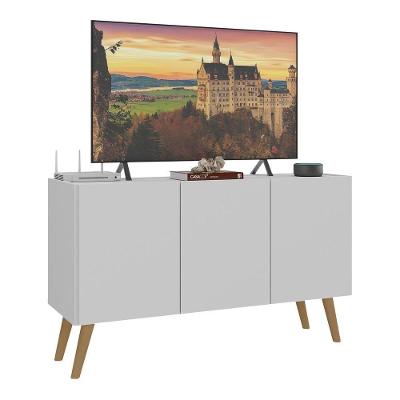 Rack Retrô Para Tv Até 32 Polegadas Com 3 Portas Multimóveis Mp1067 Branco/natural Branco/natural