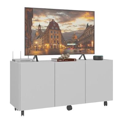 Rack Para Tv Até 32 Polegadas Com 3 Portas E Rodízios Multimóveis Mp1065 Branco Branco