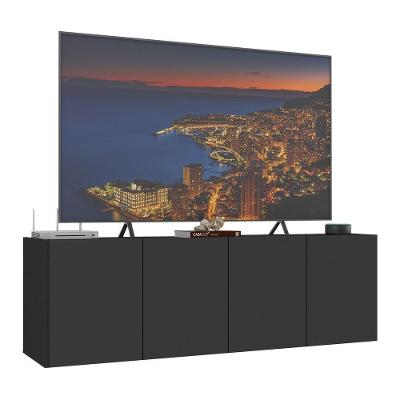 Rack Para Tv Até 50 Polegadas Com 4 Portas Suspenso Multimóveis Mp1070 Preto Preto
