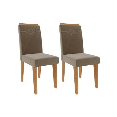 Kit 2 Cadeiras Sala Jantar Taís  2 Un Nature/Suede Joli - Cimol