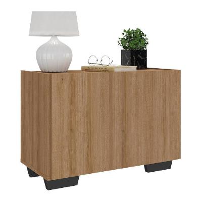 Mesa De Cabeceira Com Pés 2 Portas Multimóveis Mp4134 Rustic/preta Rustic/preto