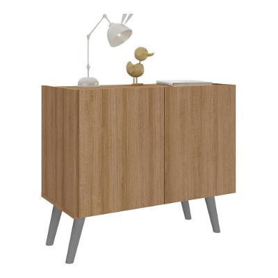 Mesa De Cabeceira Retrô 2 Portas Multimóveis Mp4133 Rustic/cinza Rustic/cinza