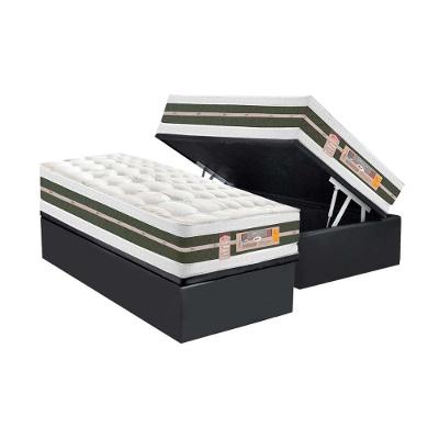 Cama Box Baú Solteiro: Colchão Molas Bonnel Castor Silver Star Air + Base CRC Suede Gray(88x188)