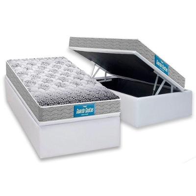 Cama Box Baú Solteiro: Colchão Anatômico Probel D45 / EP Guarda Costas PróExtreme + Base CRC Courano White(88x188)