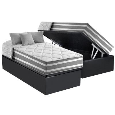 Cama Box Baú Solteiro: Colchão Molas Anjos Superlastic Duo Sono + Base CRC Suede Gray(88x188)