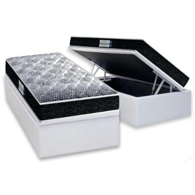 Cama Box Baú Solteiro: Colchão Anatômico Probel D33/EP Firmepedic ProDormir Advanced Tech1500 Double Face + Base CRC Courano White(88x188)