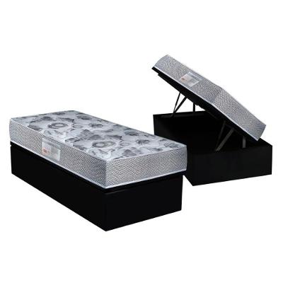 Cama Box Baú Solteiro: Colchão Anatômico Ortobom D28 / EP ISO 60 + Base CRC Suede Black(88x188)