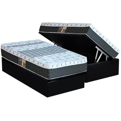 Cama Box Baú Solteiro: Colchão Molas Bonnel Castor System Class One Face + Base CRC Courano Black(88x188)