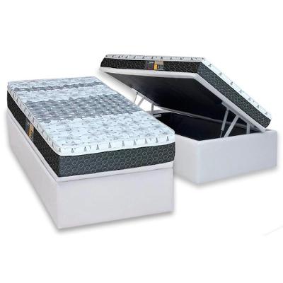 Cama Box Baú Solteiro: Colchão Molas Bonnel Castor System Class One Face + Base CRC Courano White(88x188)