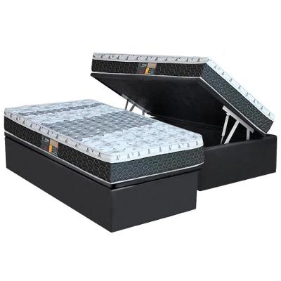 Cama Box Baú Solteiro: Colchão Molas Bonnel Castor System Class One Face + Base CRC Suede Gray(88x188)