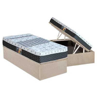 Cama Box Baú Solteiro: Colchão Molas Bonnel Castor System Class One Face + Base CRC Suede Clean(88x188)