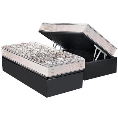 Cama Box Baú Solteiro: Colchão Ortopédico Herval AG65 ErgoPlus C1604 Double Face + Base CRC Suede Gray(88x188)
