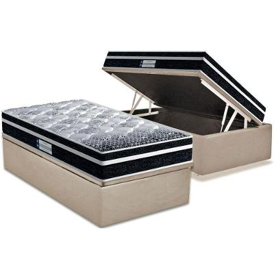 Cama Box Baú Solteiro: Colchão Anatômico Probel D33 / EP ProDormir Advanced Tech1500 Plus + Base CRC Suede Clean(88x188)