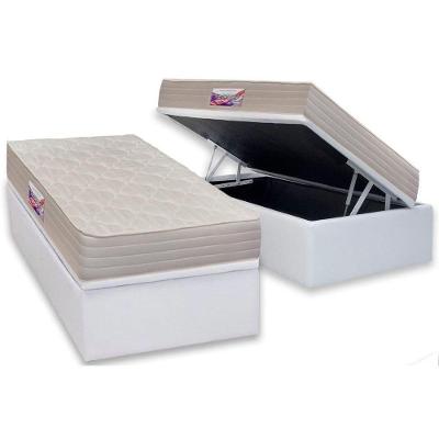 Cama Box Baú Solteiro: Colchão Espuma D45 Herval Top + Base CRC Courano Branco(88x188)