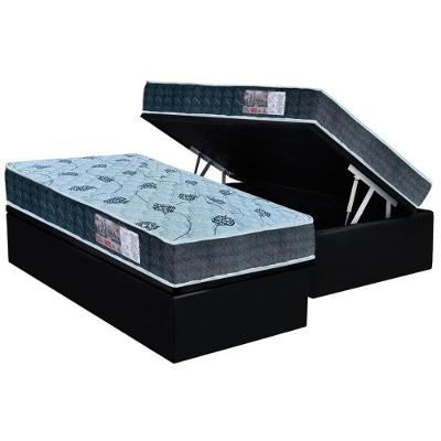 Cama Box Baú Solteiro: Colchão Espuma D45 Orthoflex  / EP Cecina + Base CRC Suede Black(88x188)