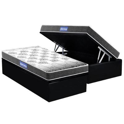 Cama Box Baú Solteiro: Colchão Espuma Probel D20 Guarda Costas Black + Base Crc Suede Black