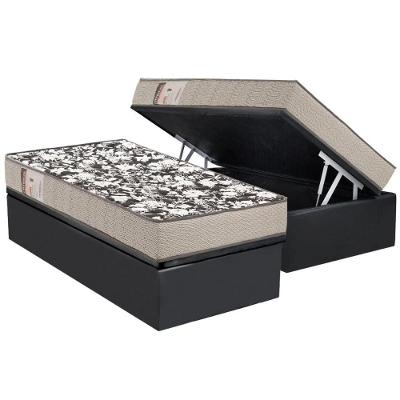 Cama Box Baú Solteiro: Colchão Espuma Ortobom D26 Physical Ultra Resistente + Base CRC Suede Gray(88x188)