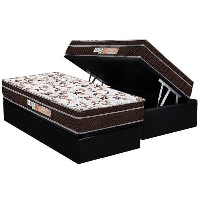 Cama Box Baú Solteiro: Colchão Espuma Polar D28 Ep Resistence + Base Crc Suede Black