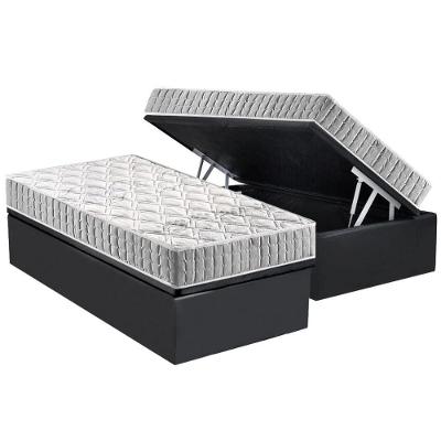 Cama Box Baú Solteiro: Colchão Espuma D33 Anjos Orthosono + Base CRC Suede Gray(88x188)