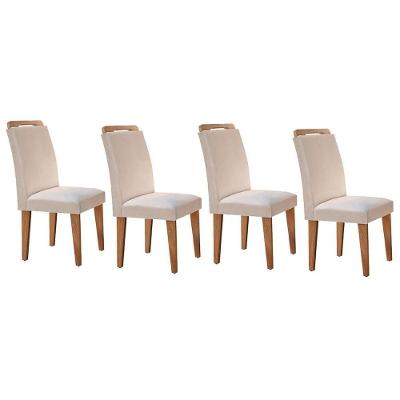 Kit 4 Cadeiras Sala Jantar Athenas 4 Un Capuccino/veludo Creme - Rufato